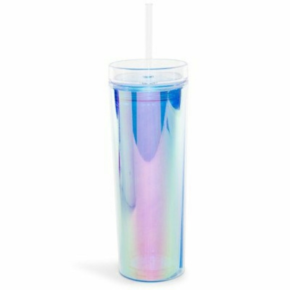 15oz Iridescent travel water, bottle with straw - Picture 2 of 3